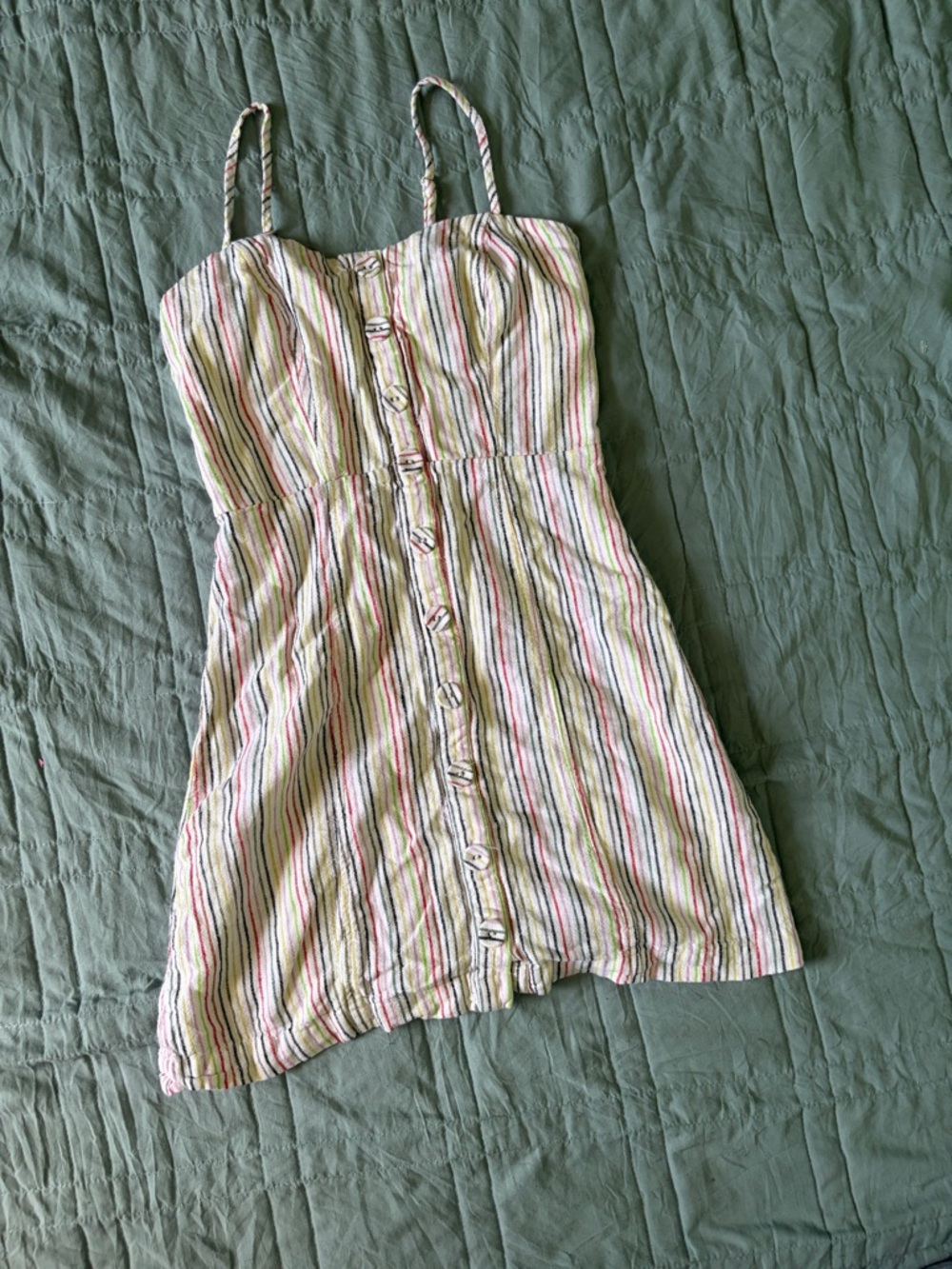 Forever 21 Pastel Multi-Stripe Button-Front Sundress